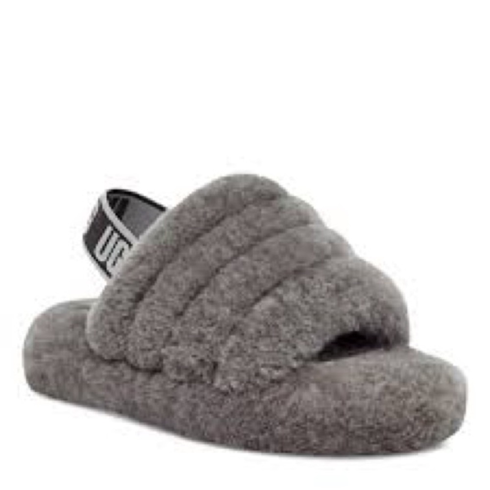 UGG Charcoal Fluffy Slide size 6.5